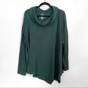 Maurices 24/7 Asymmetrical Cowl Neck Green Tunic